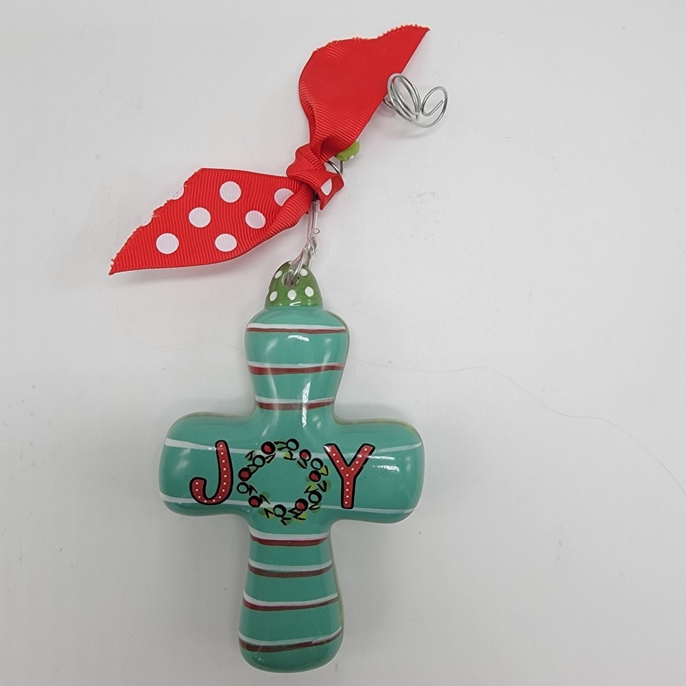Glory Haus Joy Wreath Puffy Cross Christmas Tree Ornament